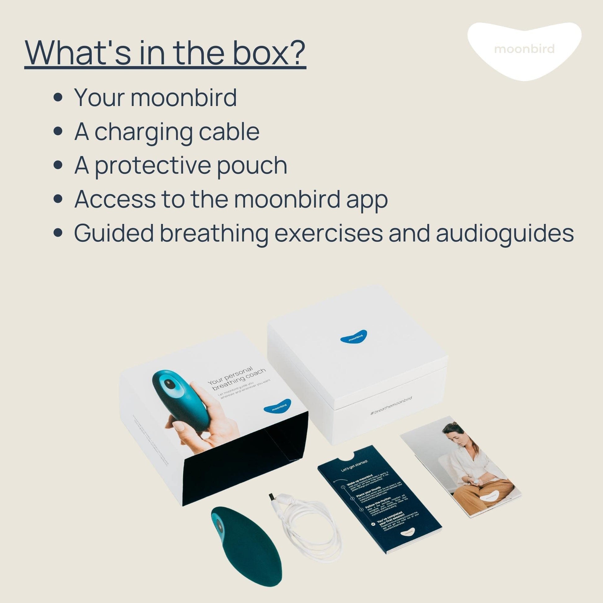 Moonbird Breathing and Sleep Coach - USB Rechargeable, Wireless, Waterproof