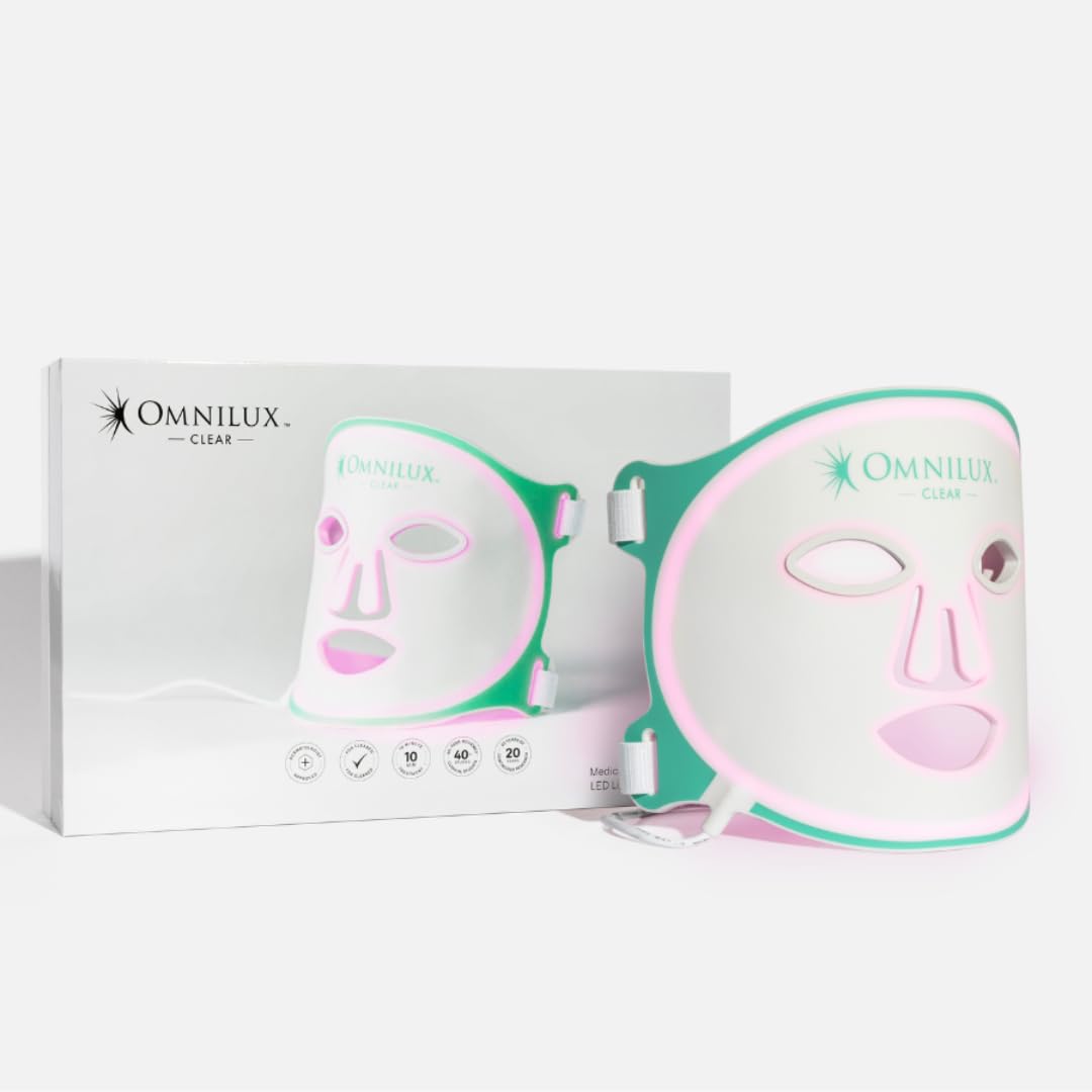 Omnilux Clear Dermatologist-recommended blue and red light therapy mask with clinically-proven results for acne. FDA cleared and CE certified