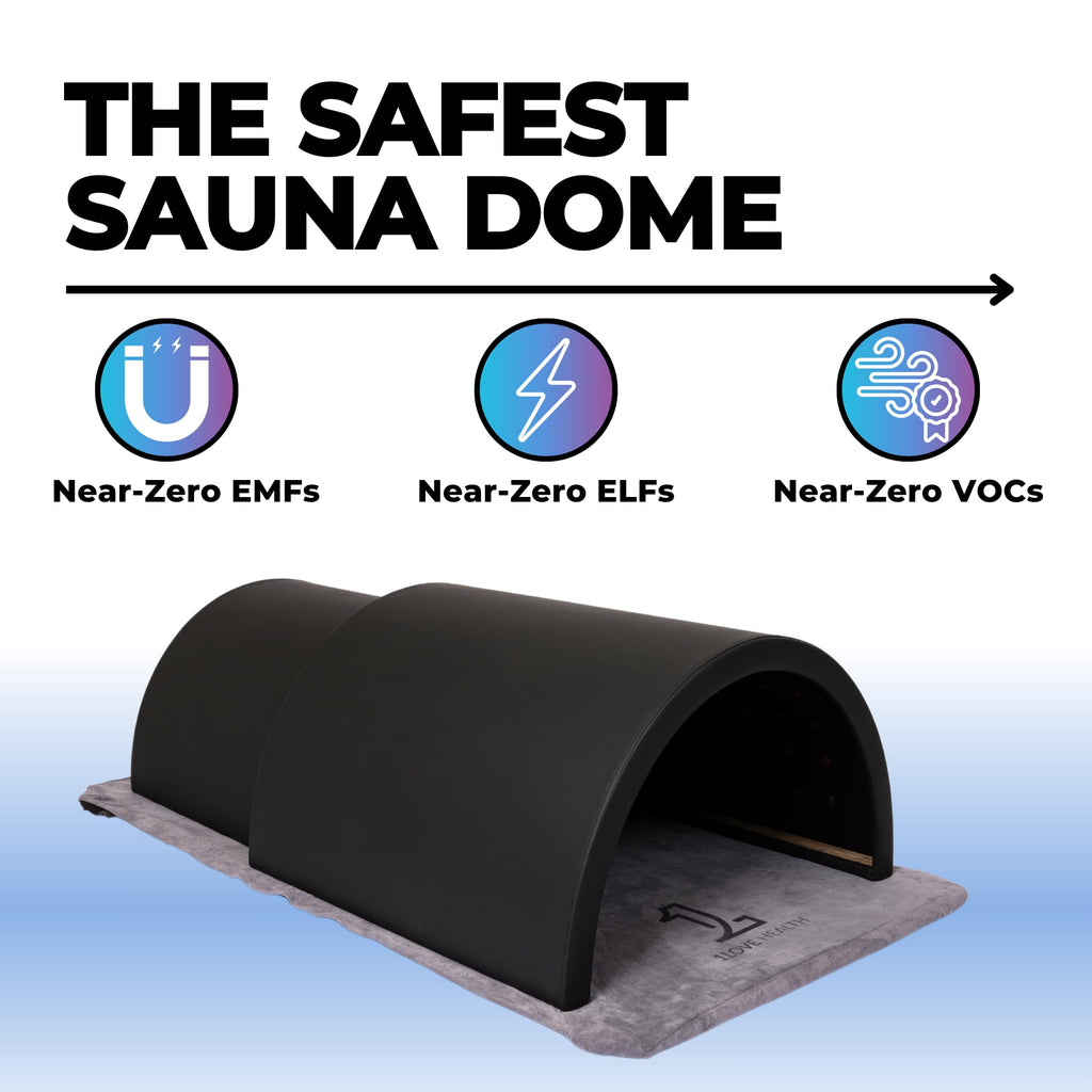1Love Luxor Pro XL Far Infrared Sauna Dome | 1 Person Round Black Sauna | 1200W/110V Power | 10 Minute Preheat | Wood and Stones with Therapeutic Stones