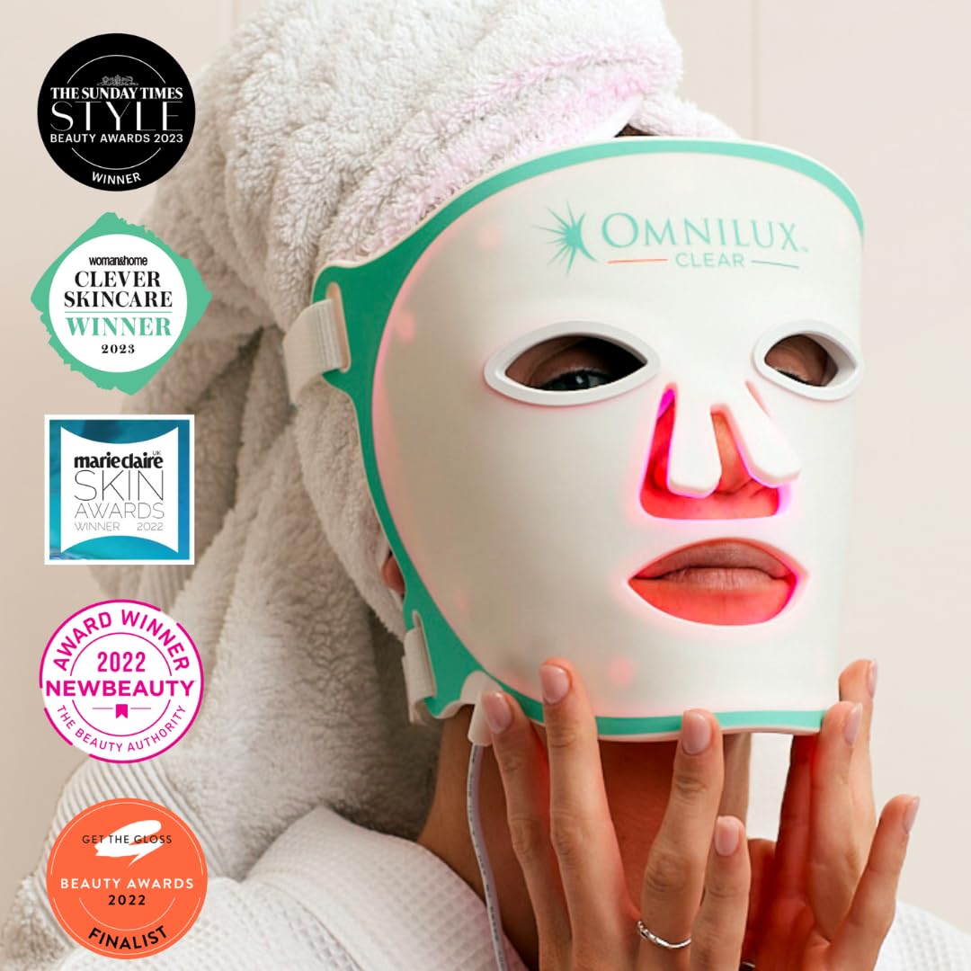 Omnilux Clear Dermatologist-recommended blue and red light therapy mask with clinically-proven results for acne. FDA cleared and CE certified