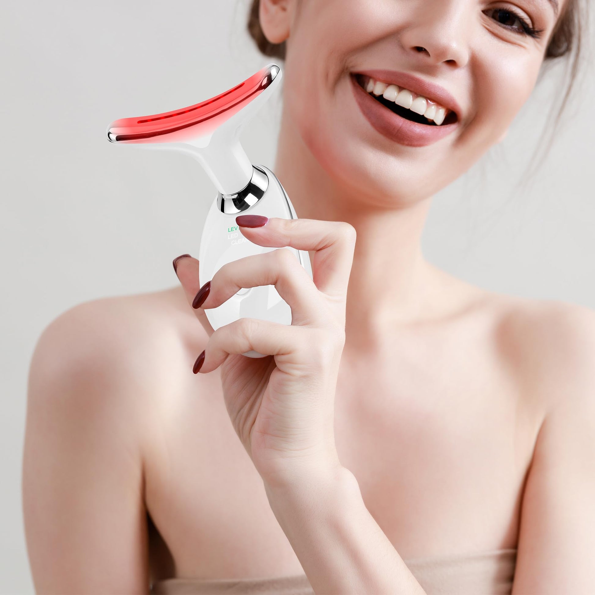 Anti 𝖶rinkles Facial Massager for Face and Neck, Face 𝖲 culpting Tool with 7 Color, Red-Light-Therapy-for-Face and Neck, at-Home Face Tool for Skin Care (White)