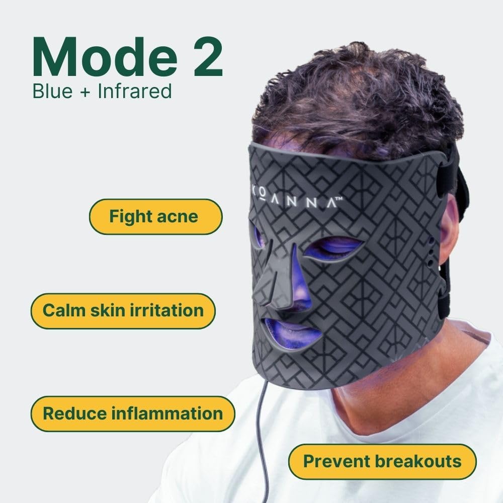 Koanna LED Light Therapy Mask - 7 Color LED Face Mask for Anti-Aging, Acne, Skin Tightening & Brightening - Rejuvenating Light Therapy Mask for Wrinkles, Fine Lines, and Blemishes (Black)