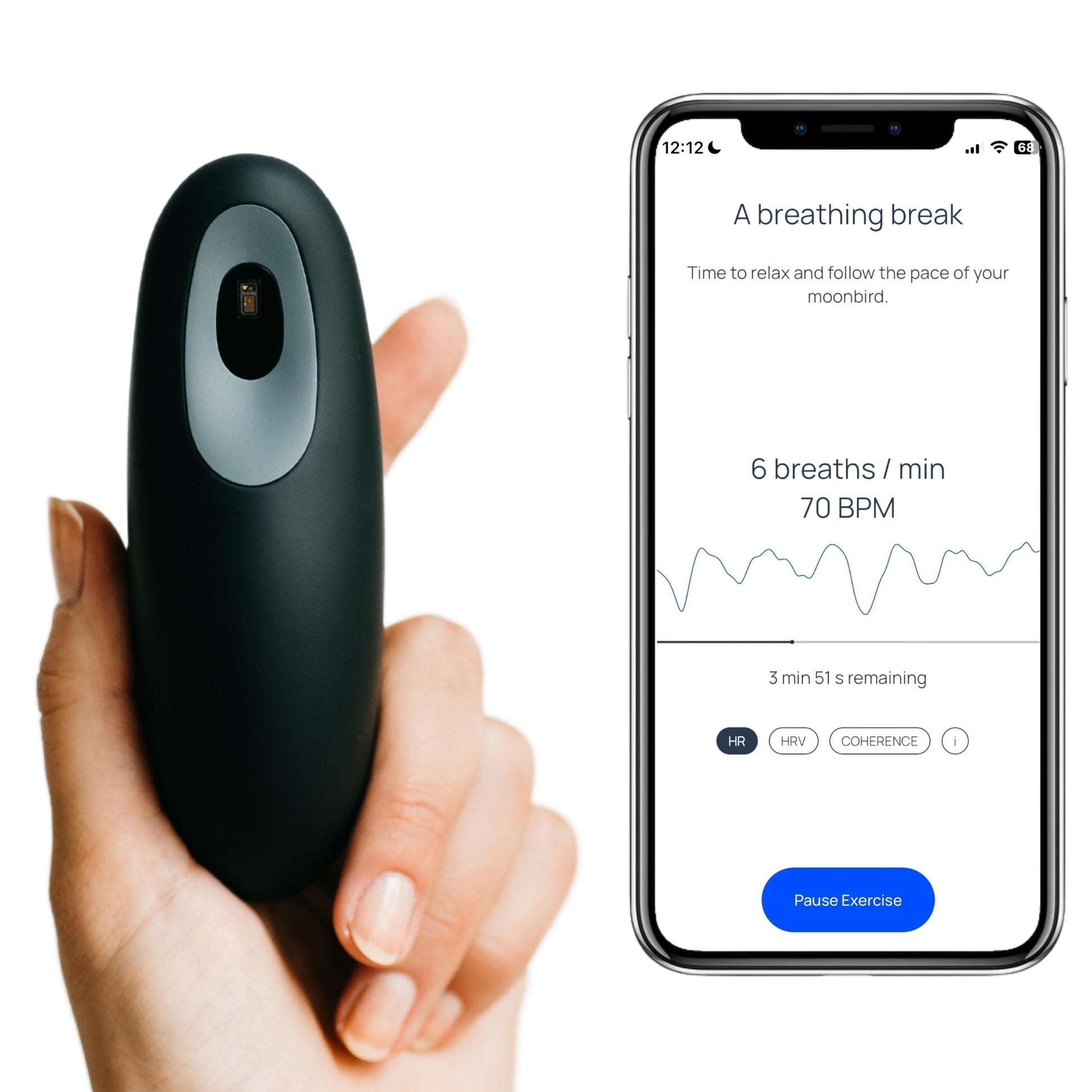 Moonbird Breathing and Sleep Coach - USB Rechargeable, Wireless, Waterproof