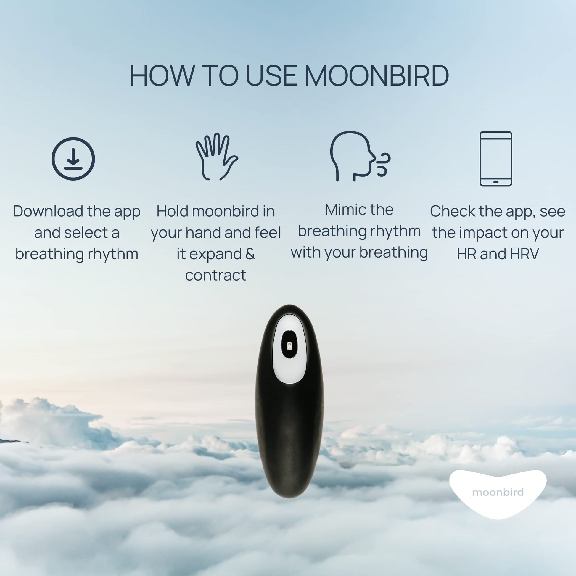 Moonbird Breathing and Sleep Coach - USB Rechargeable, Wireless, Waterproof