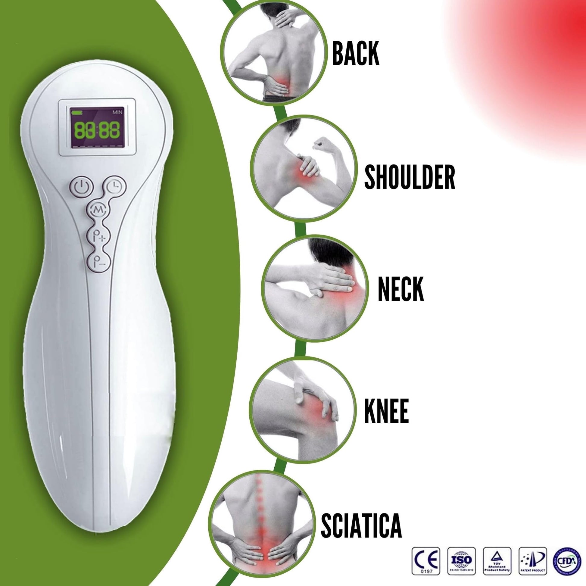 NRO® 600mW CE-UK/EU Certified Cold Laser Therapy Pain Relief Device LLLT Red Light Portable Handheld Unit for Men,Women and Pets 12x650nm+3x808nm and Pulse Feature for Deeper Healing