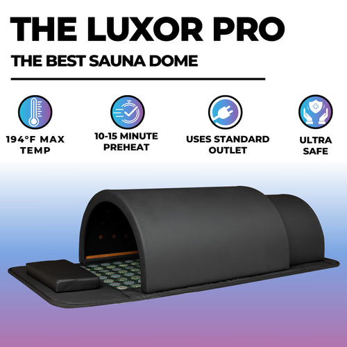 1Love Luxor Pro XL Far Infrared Sauna Dome | 1 Person Round Black Sauna | 1200W/110V Power | 10 Minute Preheat | Wood and Stones with Therapeutic Stones